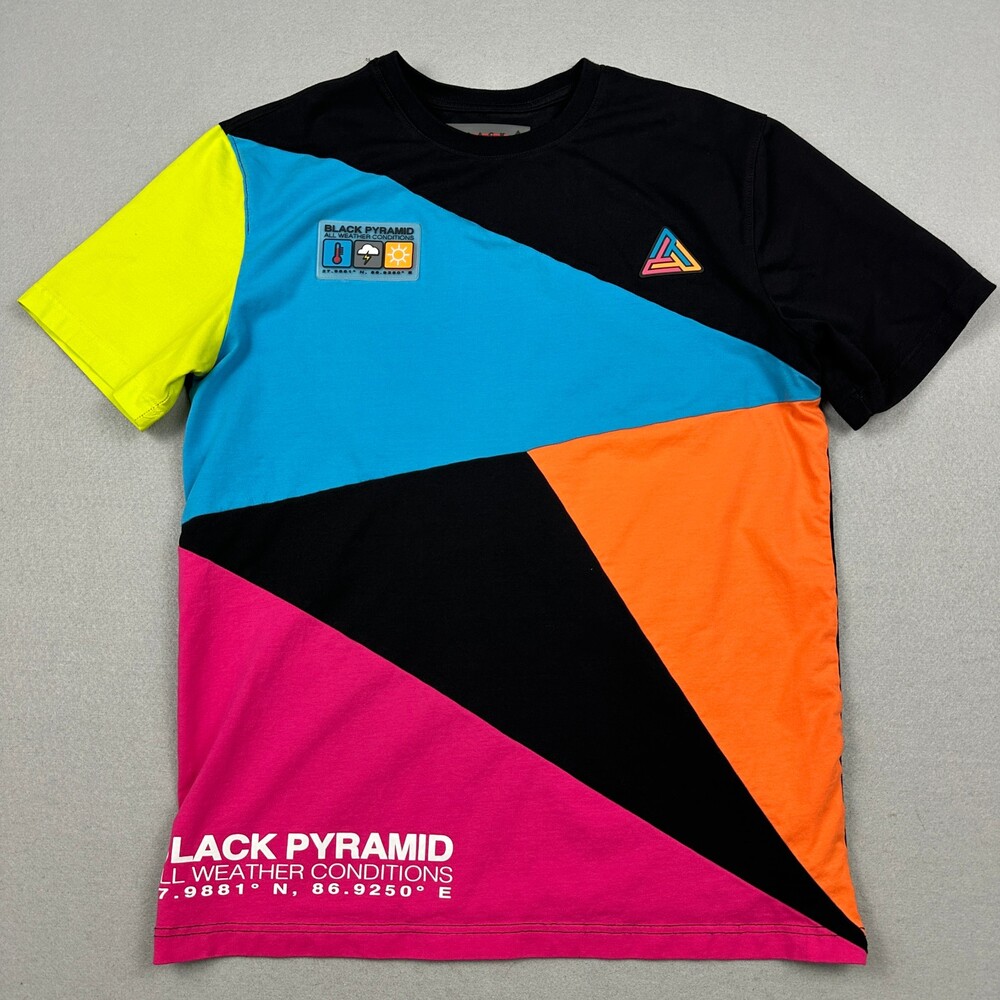 Black Pyramid Shirt Men Large Black Colorblock All Weather Everest Tee Crewneck